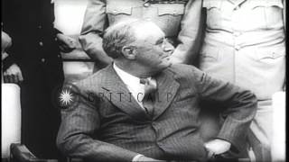 Franklin D Roosevelt Mackenzie King and Winston Churchill meet in Quebec CanadHD Stock Footage [upl. by Nagorb]