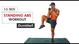 10 Min  Dumbbell STANDING ABS WORKOUT  Core Fat Burn [upl. by Anahsahs803]