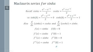 How to Find the Maclaurin Series of sinhx [upl. by Nairbal]