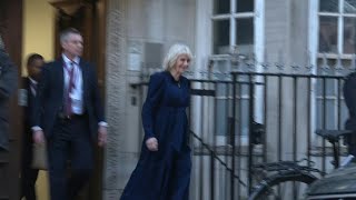 Queen Camilla leaves hospital after visiting King Charles  AFP [upl. by Yaras299]