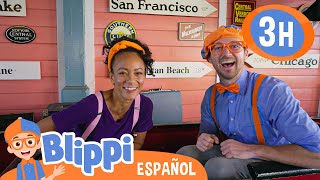 Exploremos el tren de Adveture City con Blippi  Blippi Español  Videos educativos para niños [upl. by Zorine]