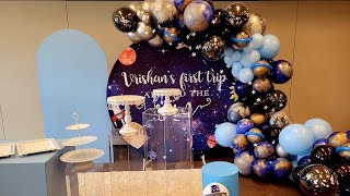 Mocsicka backdrop review  Space theme balloon garland  How to [upl. by Aneehsor]