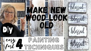 4 Painting Techniques to make NEW wood Look OLD amp DISTRESSED [upl. by Pembrook696]