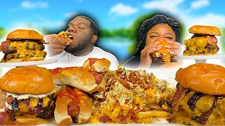 MONSTER DOUBLECHEESEBURGERS  BACONRANCH CHEESE FRIES  TOP 10 WORST RnB SINGERS EATING SHOW [upl. by Sakhuja]