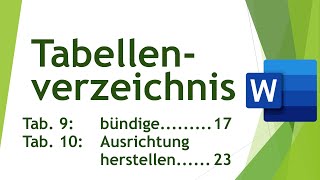 Mehrzeilige Beschriftungen im Tabellenverzeichnis bündig ausrichten [upl. by Sanferd211]