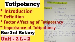 Totipotancy In Hindi Bsc 3rd Year पूर्णशक्तता [upl. by Lemyt61]