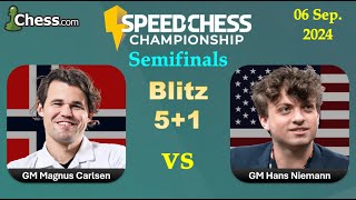 Magnus Carlsen vs Hans Niemann  Blitz 51  Speed Chess Championship 2024  Semifinals [upl. by Avenej]