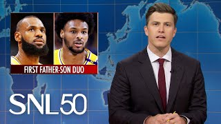 Weekend Update LeBron James and Son Bronny Make NBA History  SNL [upl. by Garmaise510]