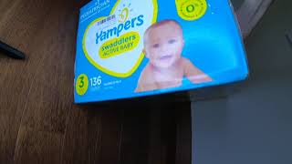 Pampers Swaddlers Disposable Diapers  Size 3 Unboxing  幫寶適 Swaddlers 尿布 3號 開箱  7162022 [upl. by Rolecnahc]