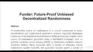 Funder Future Proof Unbiased Decentralized Randomness [upl. by Carroll37]