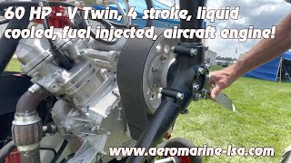 Aircraft Engine V Twin 60 HP 4 Cycle 800 cc Fuel Injected Electric Start Aeromarine LSA [upl. by Ailadi]