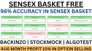 SENSEX BASKET FREE  96 ACCURACY  PROFIT 10 IN ADVANCED TIME BASED OPTION SELLING  STOXXO TRADE [upl. by Tarrant]