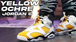 Air Jordan 6 quot Yellow Ochre quot Review and On Foot [upl. by Iznik]