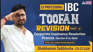 Revision of CIRP Section 6 to 32A of IBC Part A  Corporate Insolvency Resolution Process  SS [upl. by Ellenhoj295]