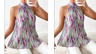 DIY How to Cut and Sew HALTER NECK TOP Easy Beginners Friendly Tutorial [upl. by Nahshunn]