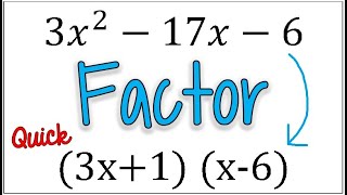 Quick How to Factor Trinomials when the Leading Coefficient is not 1  Solve by Factoring [upl. by Moore]