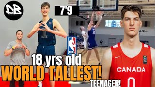 Olivier Rioux 79 ft WORLD TALLEST TEENAGER 18 YRS OLD  NBA DRAFT [upl. by Geri]