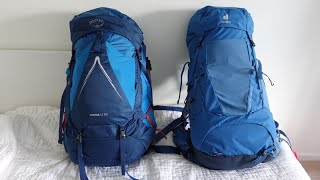 Deuter Aircontact Core 50  10 vs Osprey Atmos AG LT 65 Pack [upl. by Odnalo]