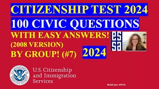 2024 Random 100 Civics Questions and Answers by Group US Citizenship Interview  Slow Easy Answer 7 [upl. by Esom]