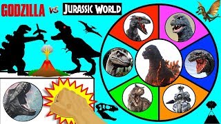 GODZILLA vs JURASSIC WORLD DINOSAURS Spinning Wheel Slime Game [upl. by Merell642]