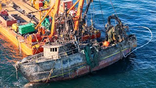 Susan Rose 77FT Fishing Boat LIFTED FROM BOTTOM OF ATLANTIC OCEAN Point Pleasant Beach 111924 [upl. by Kaufman6]