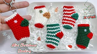 Crochet Mini Christmas Stocking 🎄 Cute amp Easy  Móc Chiếc Tất Giáng Sinh [upl. by Hsekar]