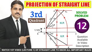 PROJECTION OF STRAIGHT LINE IN ENGINEERING DRAWING IN HINDI SOLVED PROBLEM 12 TIKLESACADEMY [upl. by Eb]