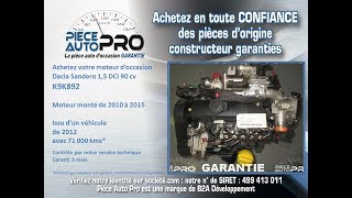 Moteur Dacia Sandero 15 DCI 90 cv K9K892 [upl. by Ayocal]