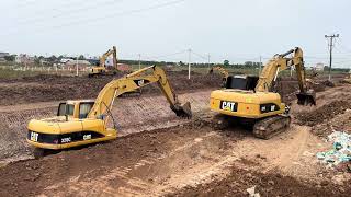 Excavator digging canals  Excavators at Working [upl. by Eiddam]