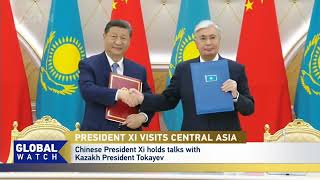 Chinese President Xi Jinping and his Kazakh counterpart Tokayev held talks on Wednesday [upl. by Roer]