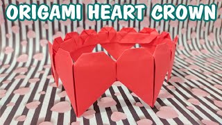 Easy Origami Heart Crown Tutorial  Wearable [upl. by Ahsykal]