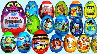 26 Surprise eggs Kinder Maxi Disney Pixar Cars 2 Маша и Медведь Kinder Surprise Toy Story [upl. by Ecinerev296]