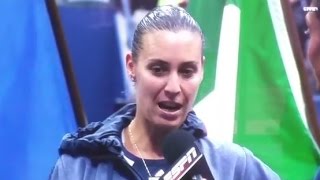 2015 US Open Champion Flavia Pennetta postmatch speech and retirement announcement partial [upl. by Sedinoel]