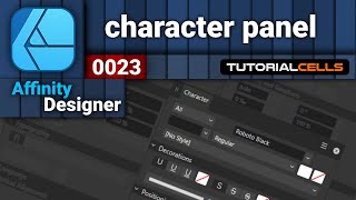 0023 character settings  panel  in Affinity designer [upl. by Siol829]