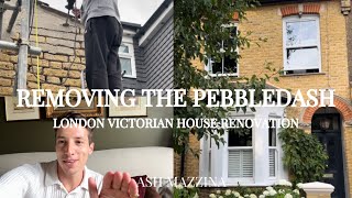 REMOVING PEBBLEDASH  EXTREME TRANSFORMATION  London Victorian house renovation [upl. by Scrogan]