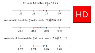 Avrundning till ental en decimal två decimaler  åk 7 HD [upl. by Cir87]