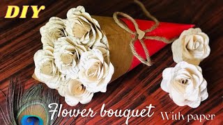 Simple paper flower bouquet with book pages  DIY  Easy tutorial [upl. by Aynotel205]