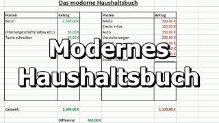 Das moderne Haushaltsbuch Geld sparen Einnahmen  Ausgabenmit Excel erstellen [upl. by Yatnohs]