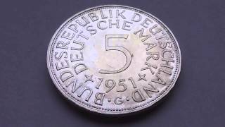 5 Deutsche Mark aus dem Jahr 1951  Schöne alte Münze [upl. by Mylor]