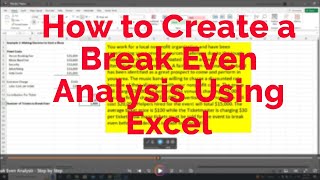 BreakEven Analysis Using Excel Step by Step Tutorial [upl. by Aurelia]