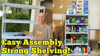 5 Tier Adjustable Garage Shelving Review Heavy Duty and Durable [upl. by Ocnarfnaig]