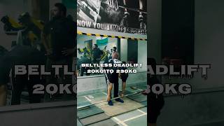 Beltless Deadlift 20kg to 230kg motivation powerliftingmotivation ifting [upl. by Neelat]