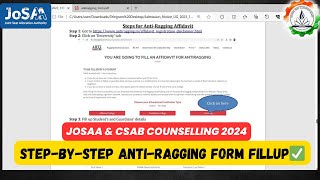 🚨How to Fill AntiRagging Form 2024❓Anti Ragging Affidavit  JOSAA Counselling 2024  CSAB 2024 [upl. by Esil]