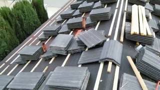 HOW TO VIDEO  Installing FLAT TILE ROOF with wood battens very insteresting watch [upl. by Kelton]