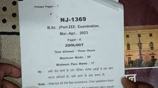 Bsc 3rd year zoology 2nd paper 2023 [upl. by Novehs]