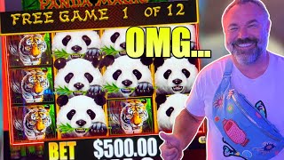 12 Free Games on 500 A Spin MASSIVE Jackpot Hand Pay Panda Its Time dragonlink [upl. by Arvid]