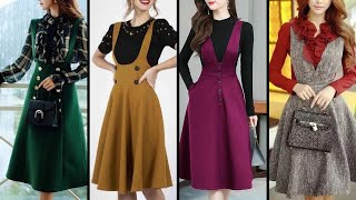 How to wear Pinafore dresses Pinafore outfit ideas [upl. by Eisiam]