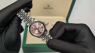 Rolex Date Just 31 White Gold Pink Dial 278274 Stock ID 686IE [upl. by Tench]