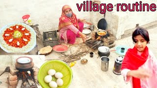 Gaon Main Dophar Ki Routine  Aalu Ande Recipe Ke Sath  Village Life  Manahil akram vlogs [upl. by Nedyrb]