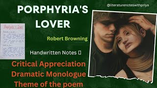 Porphyrias Lover  Dramatic Monologue by Robert Browning  literaturenoteswithpriya8120 [upl. by Enegue]